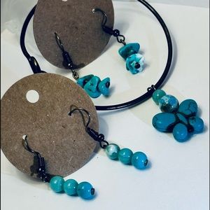 Handmade turquoise bracelet and earring set
